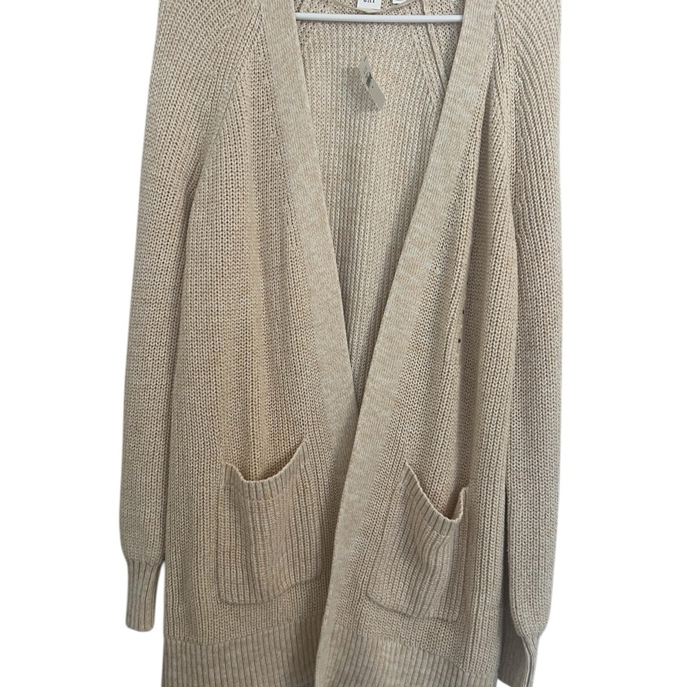 GAP Beige Open-Front Knit Cardigan with Pockets A-line cozy relaxed casual new